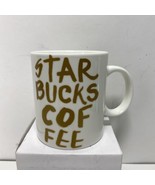 2015 Starbucks Coffee 12oz Ceramic Mug Cup White Gold Letters Graffiti - £13.39 GBP