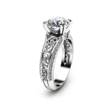 2Ct Round Cut Cubic Zirconia Solitaire Vintage Wedding Ring 925 Sterling Silver - £78.06 GBP