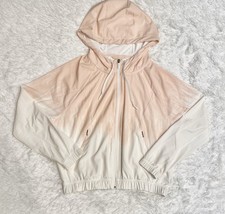 Zella Women Cloud Style Training Jacket SMALL White Pink Dip Dye Run Win... - $9.99