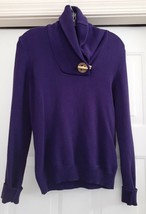 Ralph Lauren Pullover Sweater Cowl Neck Gold Tone Toggle Braid Purple XS - £27.29 GBP
