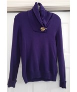 Ralph Lauren Pullover Sweater Cowl Neck Gold Tone Toggle Braid Purple XS - £27.61 GBP