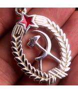Excellent crafted Sterling Silver Red Star Pendant Hammer and Sickle Cre... - £38.53 GBP