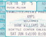 Hank Williams Jr Concert Ticket Stub Sat June 9 1990 Seattle Center Coli... - $7.97
