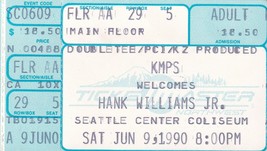 Hank Williams Jr Concert Ticket Stub Sat June 9 1990 Seattle Center Coli... - £6.31 GBP