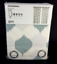 Ikea ANTENNMAL Curtains 2 Panels 1 pair 57&quot; x 98&quot; Geometric White/Blue New - £59.16 GBP