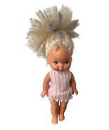 Little Lil Miss Makeup Doll Blonde Girl Toy Pink Dress 80s Crimped Hair ... - $16.82