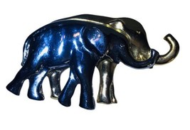 VTG Liz Claiborne Gold Silver Tone 2 Elephant Brooch Pin Signed Trunk Up - $13.81