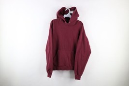 Vintage 90s Streetwear Mens Size Medium Faded Blank Hoodie Sweatshirt Maroon - £44.35 GBP