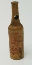 Figurine Red Label Smirnoff Vodka Bottle Antique Small Wood  - $18.95