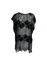 Modern Movement Womens Top Size Large Semi Sheer Black Lace Floral  Over... - $14.85