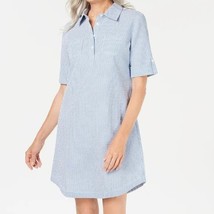 Karen Scott Womens Petite PS Blue Striped Collared Button Neck Dress RET... - $19.59