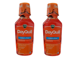 2 x Vicks DayQuil Cold &amp; Flu Relief Liquid 12 fl oz EXP 10/2025 - £15.79 GBP