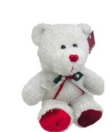 Tagged WHITE TEDDY BEAR SOFT EXPRESSIONS DANDEE PLUSH STUFFED ANIMAL Red... - £13.45 GBP