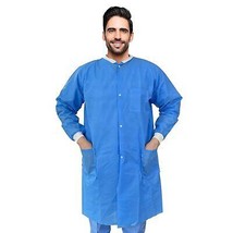 10ct Blue Disposable Spunbond Polypropylene Lab Coats XL /w Filtration Layer - £35.62 GBP