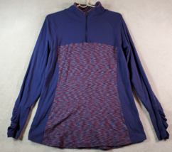 Columbia Sweatshirt Womens XL Purple Space Dye Cotton Long Sleeve Logo 1/4 Zip - £13.73 GBP
