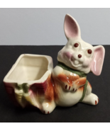 Cute Rabbit Basket Carrots Planter Ceramic Decor Vintage Figurine 5.5&quot;h ... - $19.99