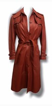 1970s Vintage Rust colored Leather Trench Coat vintage size 14 modern size 8 - £104.87 GBP
