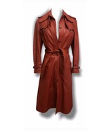 1970s Vintage Rust colored Leather Trench Coat vintage size 14 modern si... - £104.99 GBP