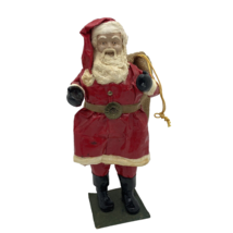 VTG Paper Mache Handmade Santa Claus Toy Sack Christmas Holiday Decor 13.5” - £10.24 GBP