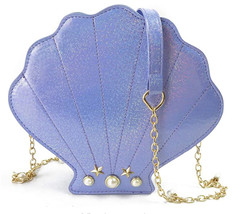 Shoulder Bag For Women New Luxury Designer Crossbody Leather Sea Shell Purple - £19.53 GBP