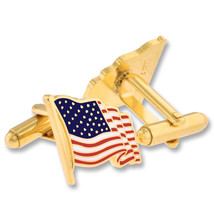 Waving American Flag USA Patritoic Cufflinks - Gold or Silver - £30.01 GBP