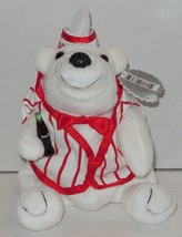 Coca-Cola Polar Bear in Soda Fountain outfit 8&quot; bean bag plush toy style #0171 - $15.07