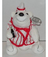 Coca-Cola Polar Bear in Soda Fountain outfit 8&quot; bean bag plush toy style... - $15.07