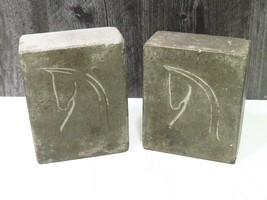 Rare Pair Luman Kelsey Signed Cast Stone MCM Bookends Horses N.Canton CT... - £128.45 GBP