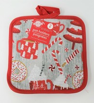 Set of 2 Home Collection Kitchen Pot Holders - New - Cocoa &amp; Candy Canes - £6.25 GBP