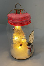 Silvestri Demdaco Snowman Lighted Mason Jar Christmas Ornament 4 inch - £8.21 GBP