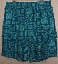 EXCELLENT MENS ISLANDER BLUE HAWAIIAN FLORAL PRINT SWIM TRUNKS   SIZE L - £14.90 GBP