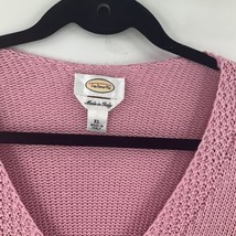 Talbots Womens Sweater XL Pink Made In Italy Acrylic Waffle Trim V Neck ... - £25.59 GBP