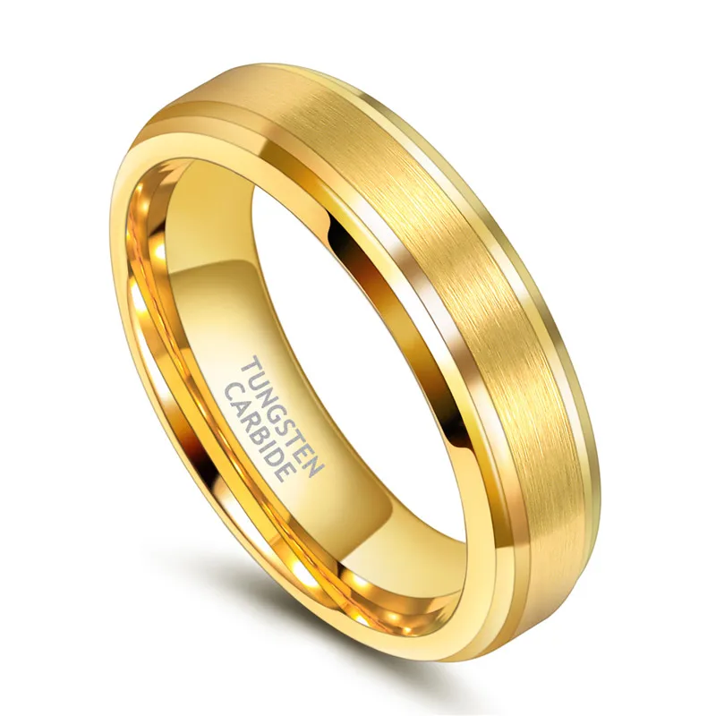New Arrival Classic Men Ring Gol6mm 8mm Width Tungsten Carbide Unisex Luxury Wed - £24.56 GBP