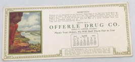 Vintage April 1925 Advertising Ink Blotter Offerle Drug Co Upper Mississ... - $12.19