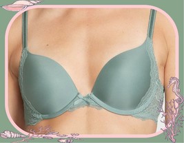 38DDD Smooth Sage Dust Green LACE Dream Angels Victorias Secret Plunge PU UW Bra - £31.84 GBP