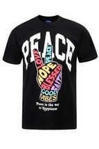 Men Black Peace Hand Sign T Shirt - £19.43 GBP