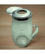 Etched Glass Beverage Water Pitcher Carafe with Silver Lid No Ice Tube - $32.87