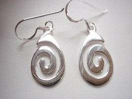 Oval Spiral Dangle Earrings 925 Sterling Silver Corona Sun Jewelry - £13.74 GBP