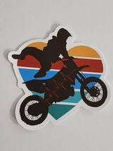 Silhouette of Dirt Bike Rider with Heart Line on Bike Multicolor Sticker... - $2.59