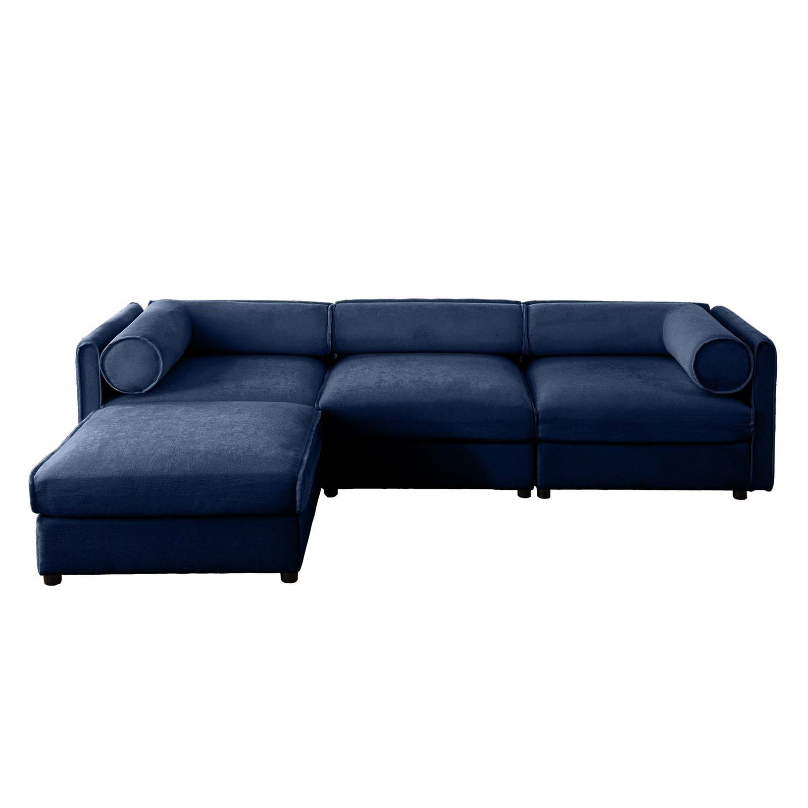 Elegant Blue Chenille L-Shaped Sofa with Storage Ottoman Item image 9
