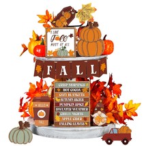 14 Pcs Fall Winter Tiered Tray Decor Thanksgiving Christmas Tiered Tray Decor Se - £22.13 GBP