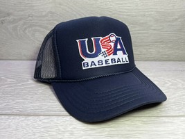 New Usa Baseball Navy Blue Cap Hat 5 Panel High Crown Trucker Snapback - £19.01 GBP