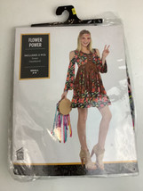 Adults Flower Power Hippie Dress w/Headband Halloween Costume Size S 2-4 - £9.67 GBP