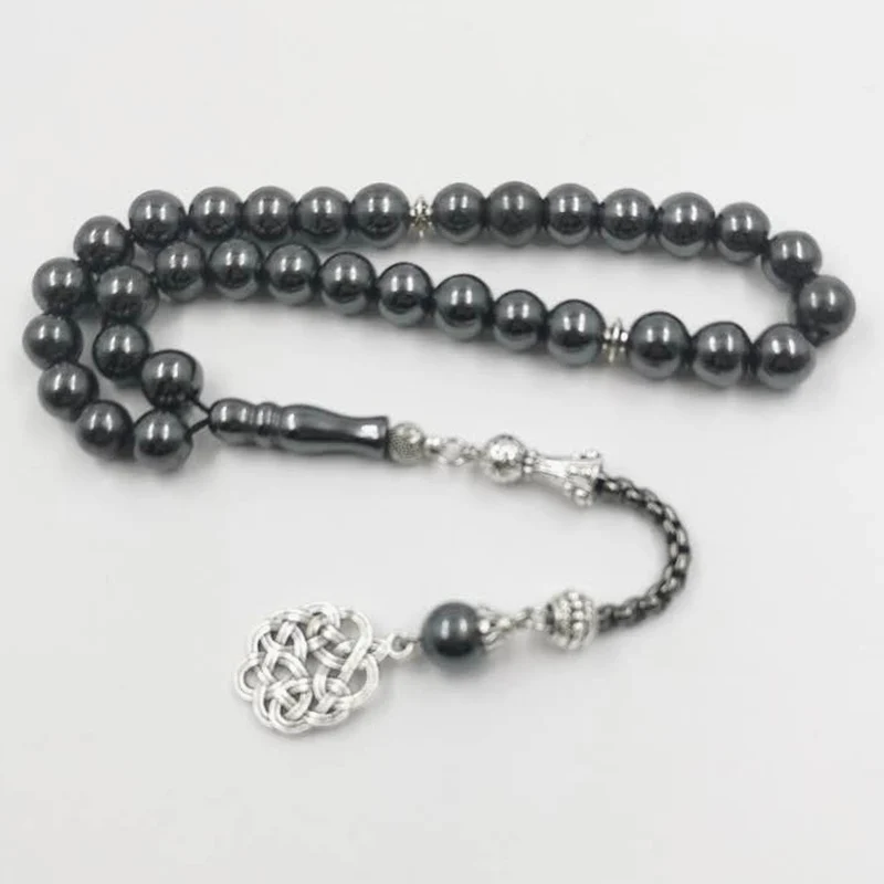 Tasbih Natural Hematite new style misbaha muslim prayer beads islamic stone Rosa - £43.91 GBP