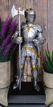 Silver &amp; Gold Italian Knight Figurine 9&quot;H Medieval Suit Of Armor Battle ... - £28.92 GBP