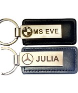 Personalised Car Keyring Custom Engraved Metal with PU Leather - $5.77+