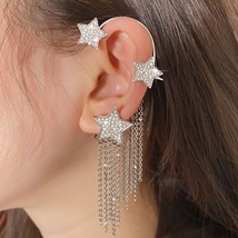 IPARAM 1 PCS Charm Sparkling Crystal-encrusted Ear Cuff for Women Metal Chain Ta - £10.47 GBP