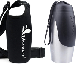 25Oz Stainless Steel Dog Bottle &amp; Neoprene Bottle Carrier Combo, Grea - $52.46