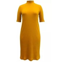 Style &amp; CO Women L Golden Sunrise Yellow Ribbed Mock Neck Sweater Dress NWT CI44 - £23.12 GBP