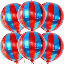 Big, Red And Blue Carnival Balloons - Pack Of 6, Circus Decorations | 22 Inch 36 - £16.11 GBP